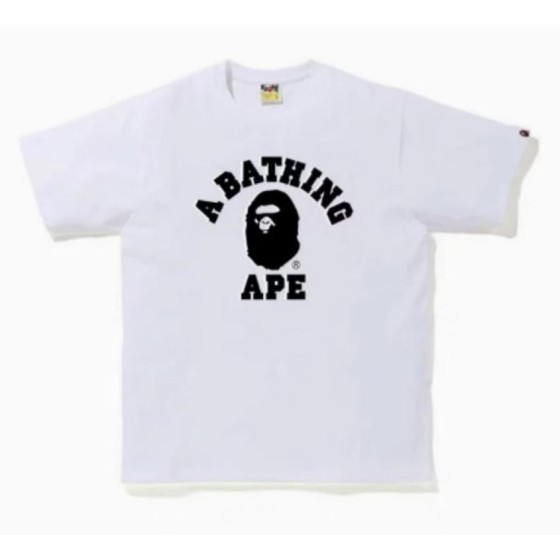 White BAPE College Logo T-Shirt